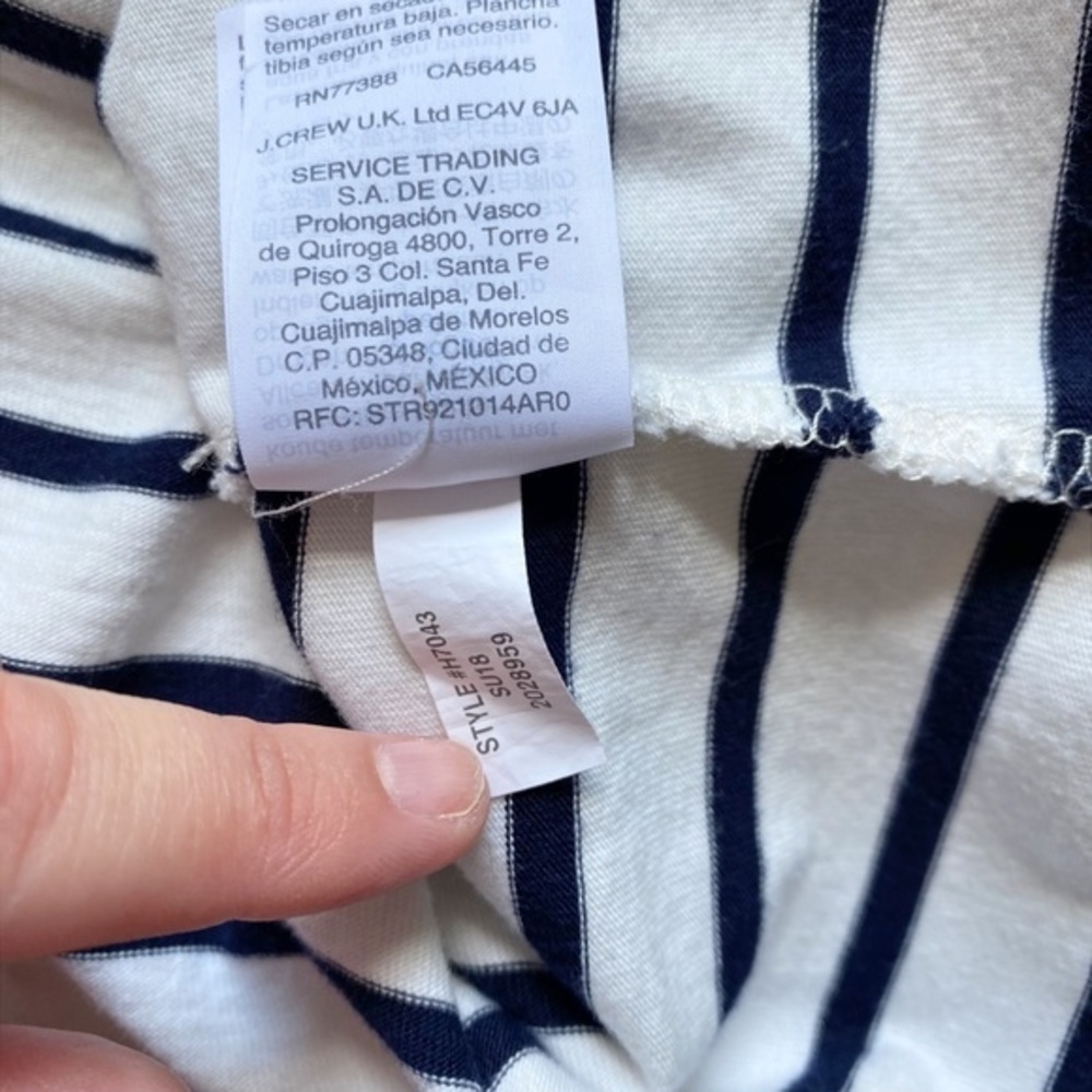 J. Crew Black and Ivory striped ruffle bell sleeve shift‎ dress - Picture 6 of 10